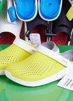 Шлёпанцы тапочки крокс чёрные сабо crocs literide clog lemon оригинал7 фото