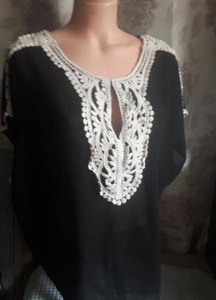 Шикарная блуза с кружевом франция enza & jea
