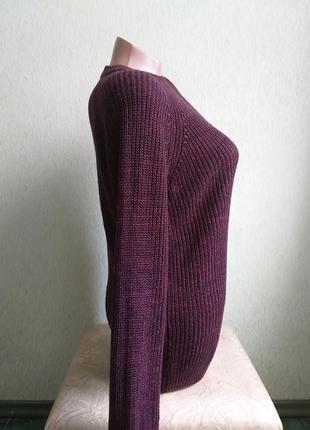 Качественный свитер. вязаный реглан. пуловер. бордовый меланж, марсала.3 фото
