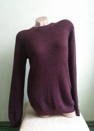 Качественный свитер. вязаный реглан. пуловер. бордовый меланж, марсала.