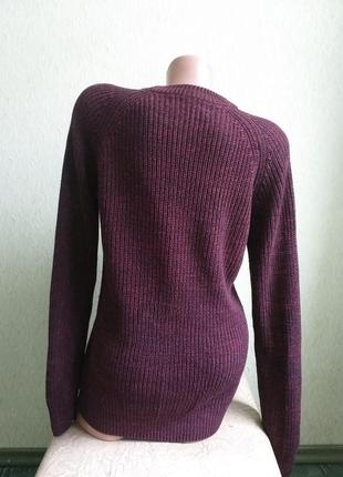 Качественный свитер. вязаный реглан. пуловер. бордовый меланж, марсала.5 фото