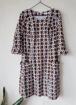Натуральное вельветовое  100 %  котон платье с карманами принт  "белочки" boden5 фото