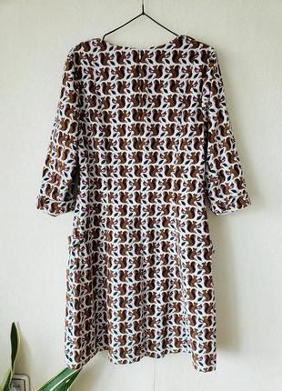 Натуральное вельветовое  100 %  котон платье с карманами принт  "белочки" boden6 фото
