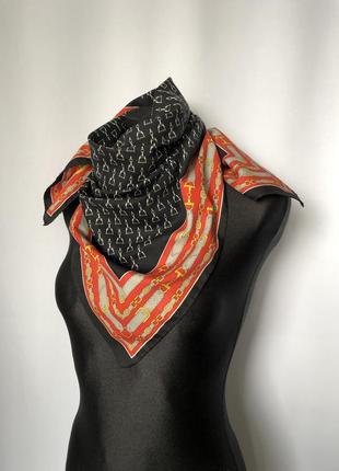 Платок винтаж ремни и цепи ретро стиль платочек для сумки на шею твилли