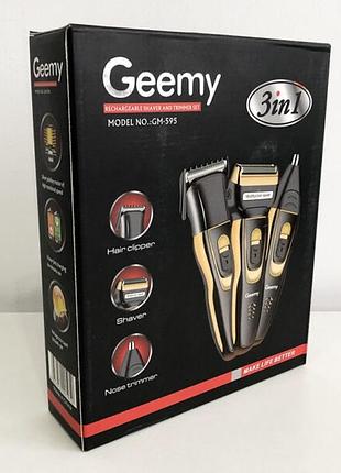 Электробритва сеточная и триммер для бороды gemei/geemy gm-595 с аккумулятором.2 фото