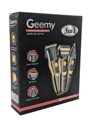 Электробритва сеточная и триммер для бороды gemei/geemy gm-595 с аккумулятором.10 фото