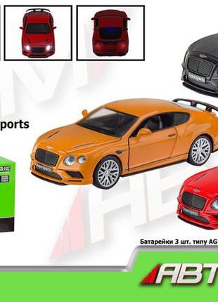 Машина металл 68434 автопром, 1:32 bentley continental gt supersports, батар, свет, звук, откр.двери, в