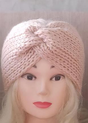 Пов'язка на голову колір бежево -рожевий