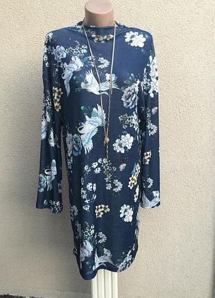 Трикотажное платье,туника,кофта в цветочный принт