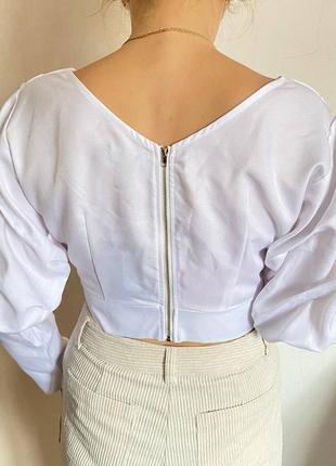 Белая блуза блузка рубашка с объемными рукавами plt2 фото