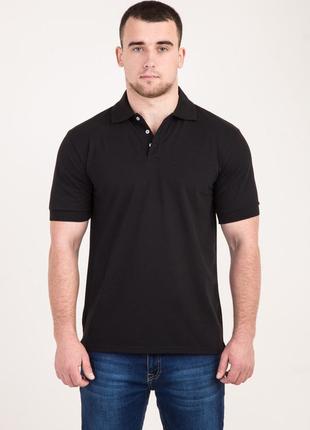 Поло однотонный летний чёрного цвета мужской m l xl 2xl  размеры , качественная тенниска чёрная без синтетики