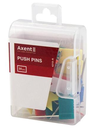 Кнопки-цвяшки кольорові прапорці, 30 штук, пластиковий контейнер axent 4215-a2 фото