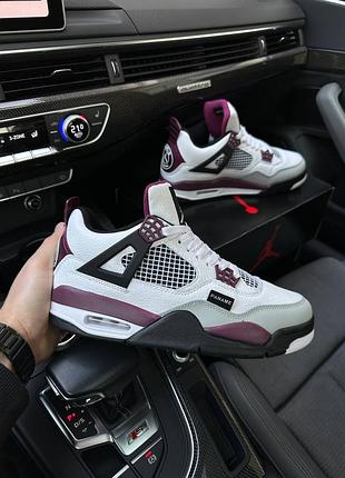 Чоловічі молодіжні шкіряні кросівки nike air jordan 4 psg🆕 найк джордан