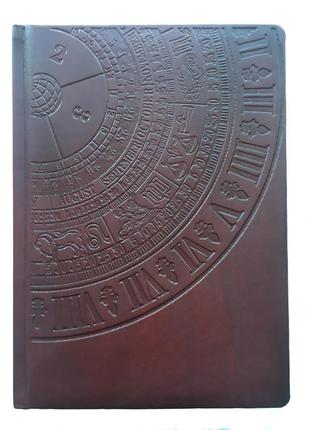 Щоденник недатований а5, штучна шкіра, зріз блоку золото, обкладинка"календар" бордовий бібльос