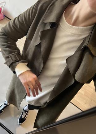 Тренч замшевий під пояс zara