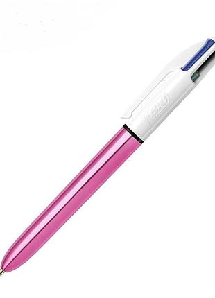 Ручка  кулькова автоматична 1,0 мм, 4 кольори в 1, bic 4 colours shine pink