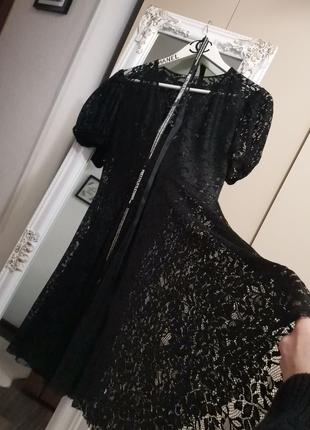 Ликвидация ❗❗❗черное прозрачное платье рукав фонарик 6892 фото