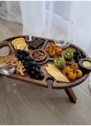 Винный столик овальный коричневый