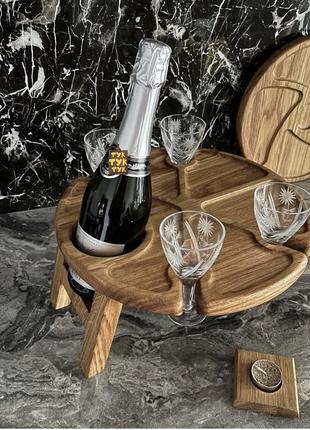Круглый винный столик с отверстием для бутылки2 фото