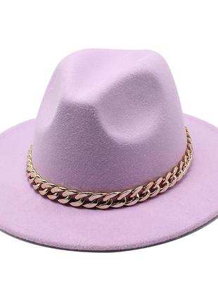 Шляпка-федора в фиолетовом цвете1 фото