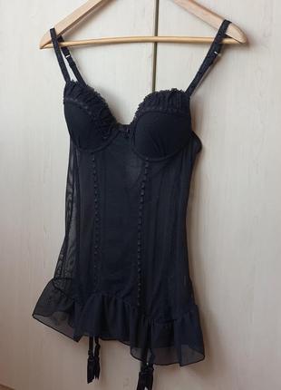 Сексуальний пеньюар з підтяжками у чорному кольорі від no secret чашка 75в