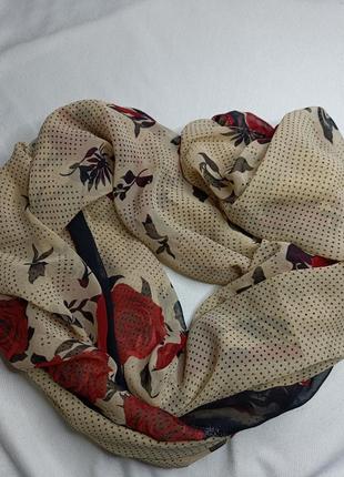 Палантин в розах . шифоновый шарф. шифоновый палантин. красивый палантин.