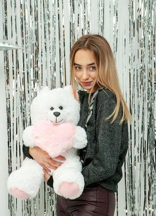 М'яка плюшева іграшка ведмедик "френк" 65см. колір білий. подарунок для коханої