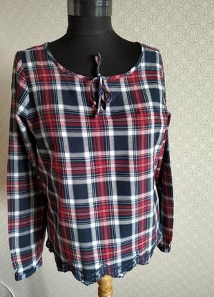 Симпотная хлопковая блуза в клетку. фирма multibly размер 36 ( наш44-46)