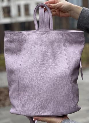 Шкіряний ліловий рюкзак stella, італія, кольори в асортименті8 фото