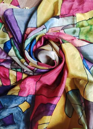 Красивый шелковый платок батик ручная роспись2 фото