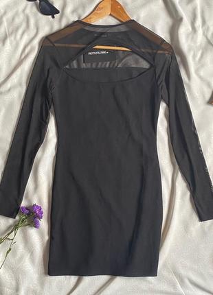Новое черное короткое платье мини с вырезом в сеточку plt4 фото