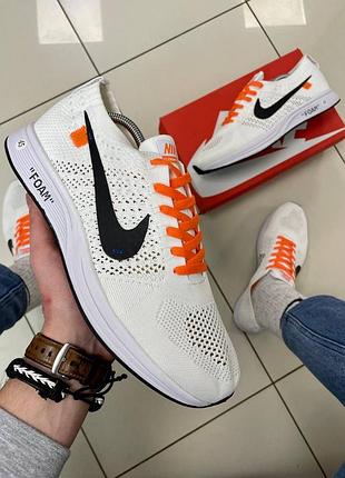 Кроссовки nike flyknit racer x off white “foam”