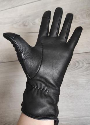 Шикарні рукавички з натуральної шкіри преміумкласу чорний мат розмір s4 фото