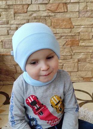 Шапка и шарф снуд детская рубчик демисезон