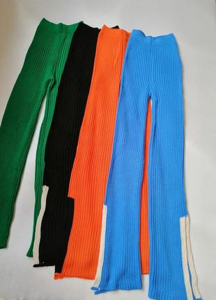 Вязаные нежные брюки палаццо в рубчик разные цвета высокая посадка  в'язані ніжні штани палаццо в ру1 фото