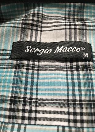Голубая рубашка в клетку с коротким рукавом sergio macco2 фото