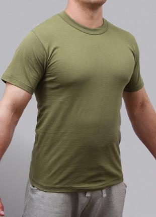 Однотонная мужская футболка хаки с 100%хлопка на обхват груди 92см m2 фото
