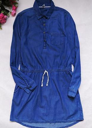 Джинсовое платье с длинным рукавом на девочку, р. 164.