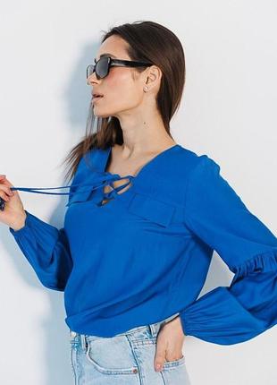 Блуза женская с завязкой на шее электрик modna kazka mkar32849-12 фото