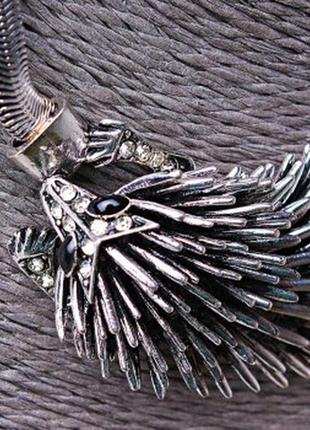 Чокер колье серебряный ежик подвеска страза2 фото