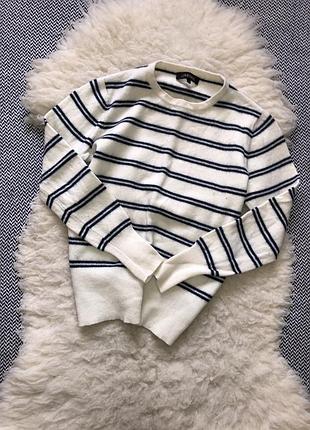 Шерстяной свитер кофта джемпер шерсть кашемир в полоску натуральный в обтяжку