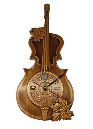Панно дерев'яне, різьблене "годинник скрипка", (50 * 23 * 2,2)1 фото