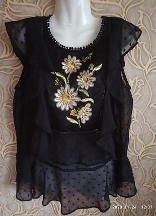 (320) чудесная  воздушная  блузка  с вышивкой  marks&spencer/размер 16/44