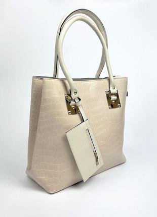 Жіноча сумка екошкіра 5007  39х30х13 см. бежева