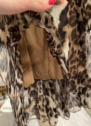 Шелковое платье мини меди в леопардовый принт шелк4 фото