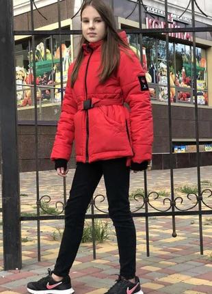 Демисезонная подростковая теплая куртка для девочек (хаки),  размеры 34 - 42 на рост 128-156 рост6 фото