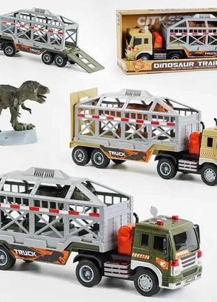 Инерционный грузовик "динозавр трейлер "  с динозавром, звук, свет  (wy571kl)