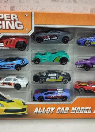 Набір металевих машинок, іграшкові моделі, транспорт super racing 10 шт.