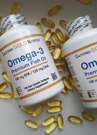 Омега-3, риб’ячий жир преміальної якості, 180 мг епк / 120 мг дгк, 100 капсул6 фото