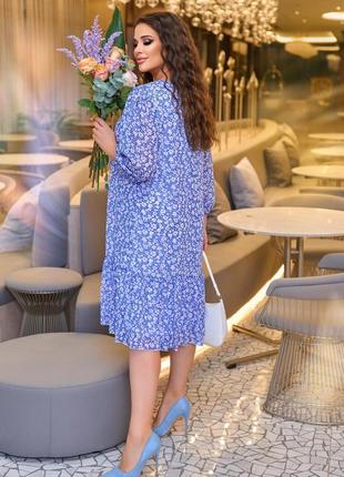 Женское шифоновое платье в цветочный принт большие размеры6 фото
